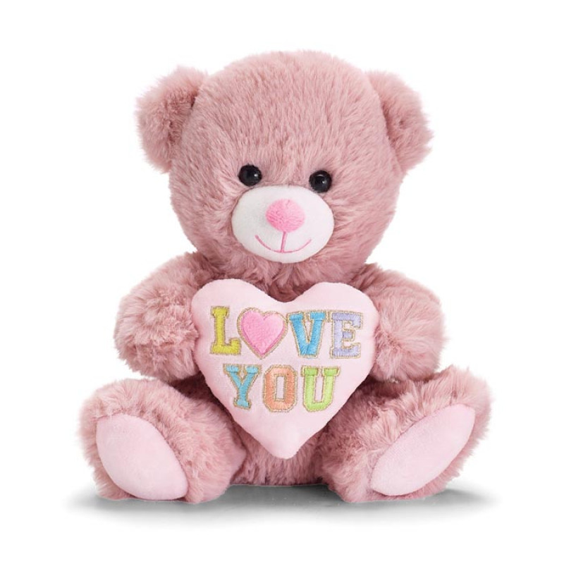 Mauve Bear with Pink Heart Love You - Same Day Delivery
