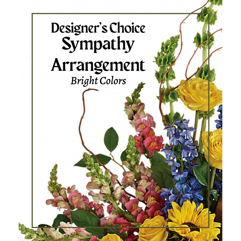 Bright Colors Sympathy Arrangement Designer Choice - Same Day Delivery