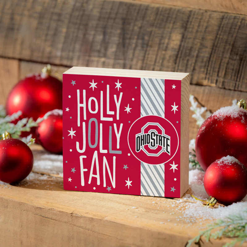 Holly Jolly Fan Ohio State Block Sign - Same Day Delivery