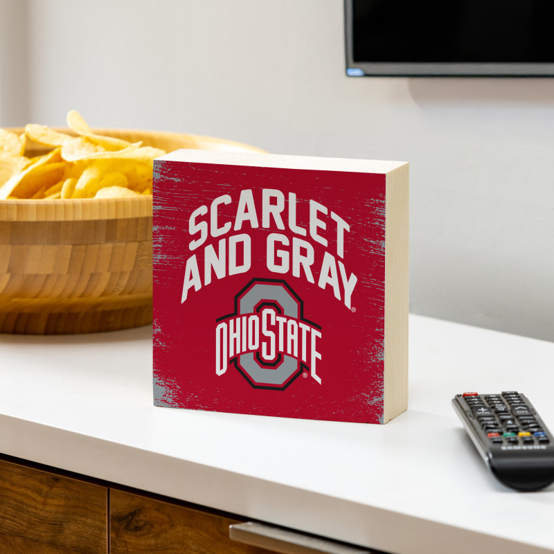 Scarlet and Gray Ohio State Block Sign - Same Day Delivery