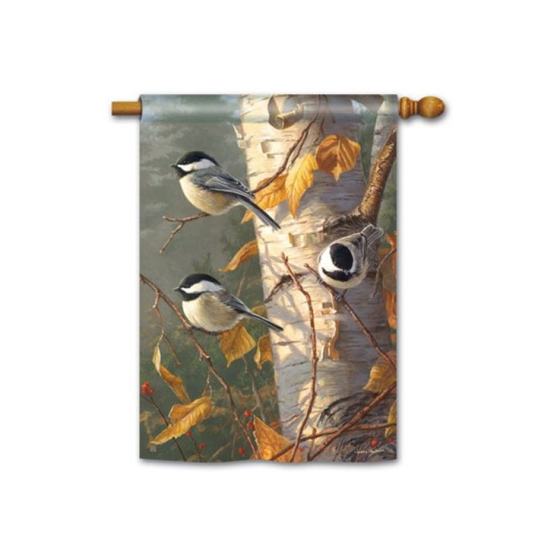 Chickadee Trio House Flag - Same Day Delivery