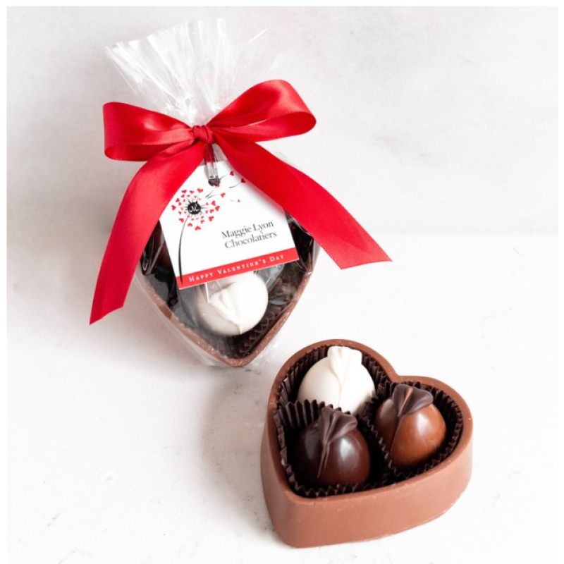 Heart Chocolate Box with 3 Truffles - Same Day Delivery