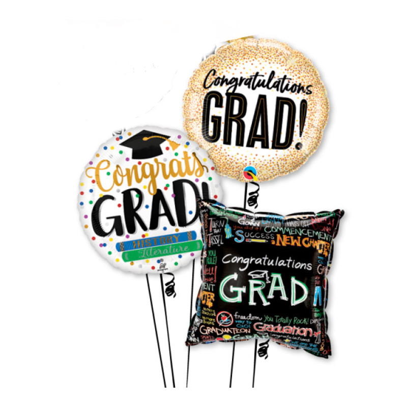 3 Graduation Balloons - Same Day Delivery