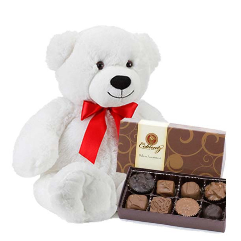 Medium White Bear & Chocolates Special - Same Day Delivery