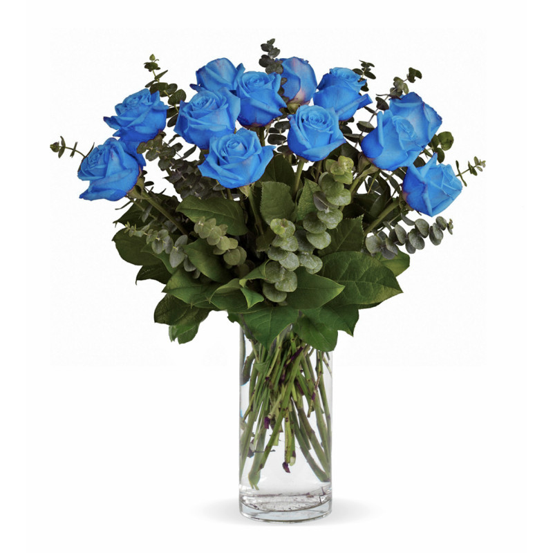 Blue Roses Arranged in a Vase - Same Day Delivery