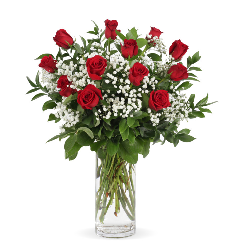 Traditional Dozen Roses Arranged - Same Day Delivery