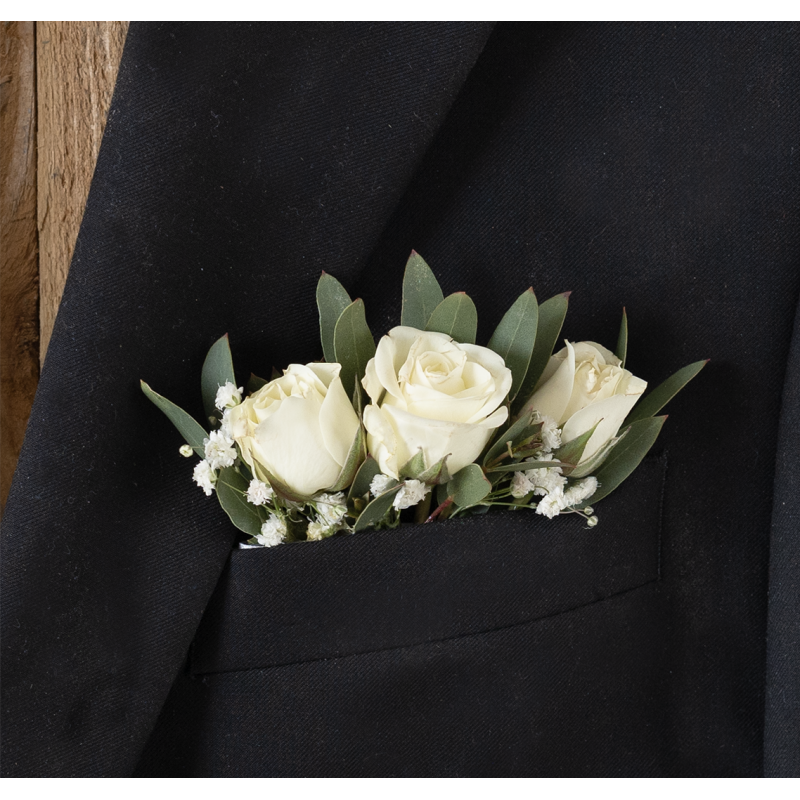 Mini White Rose Pocket Square - Same Day Delivery