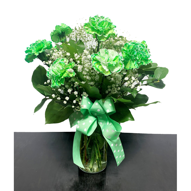 Luck of the Dozen Green Carnations - Same Day Delivery