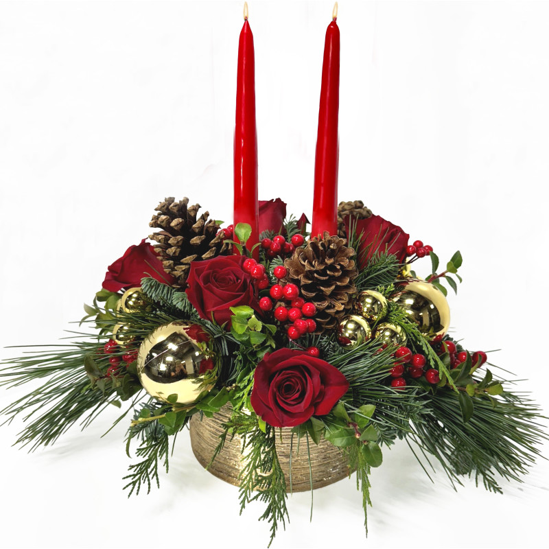 Golden Christmas Centerpiece - Same Day Delivery